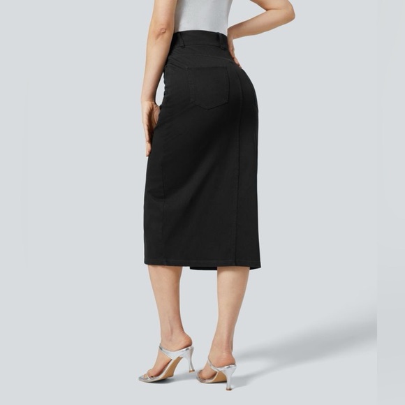 Halara Flex™ High Waisted Pockets Bodycon Denim Casual Midi Skirt small - Picture 2 of 4